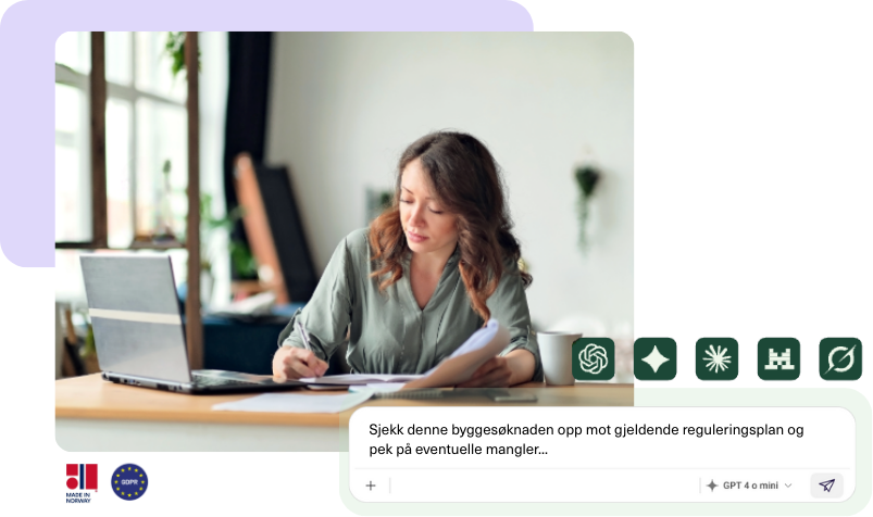 Sjekk denne byggesøknaden opp mot gjeldende reguleringsplan og pek på eventuelle mangler... (1)