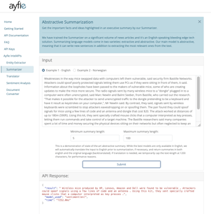 Summarizer API Ayfie